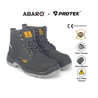 ABARO Genuine Leather Safety Boots SFA755E1 PROTEK Safety Boots Anti Static /Mid Cut/Kasut Keselamatan/Kasut Safety/Kalis Renjatan 